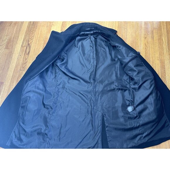 Men H&M Pea Coat US 38 R Large Size Black   Overcoat Peacoat - Picture 4 of 9